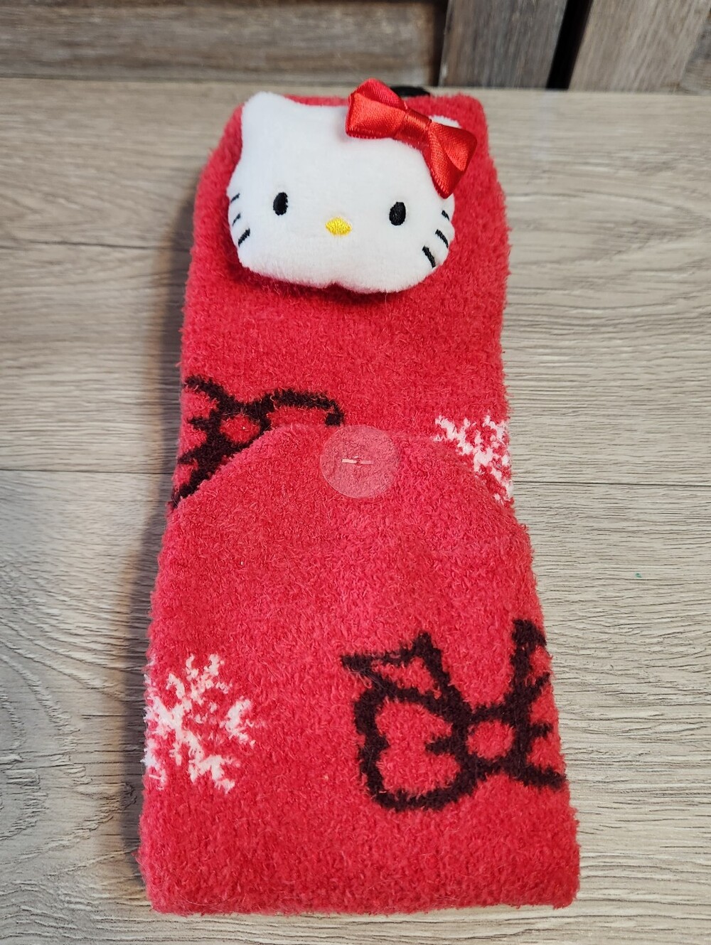🖤 Hello Kitty New red fluffy socks with bow and snowflakes